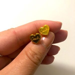 Coach Gold Colored Stud Heart Earrings